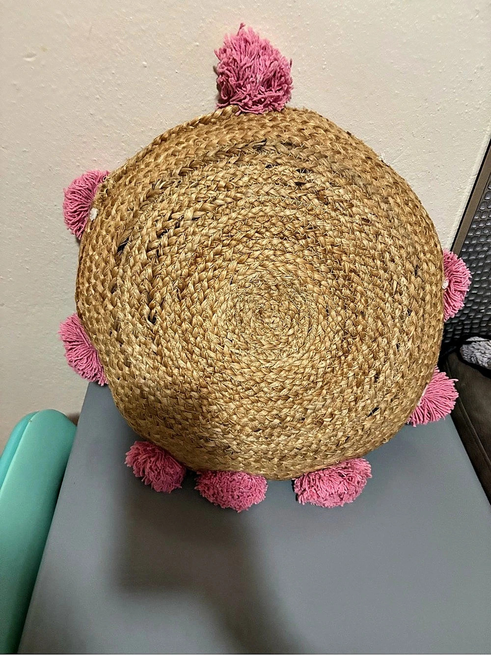 Woven Basket Decor in Brown & Pink